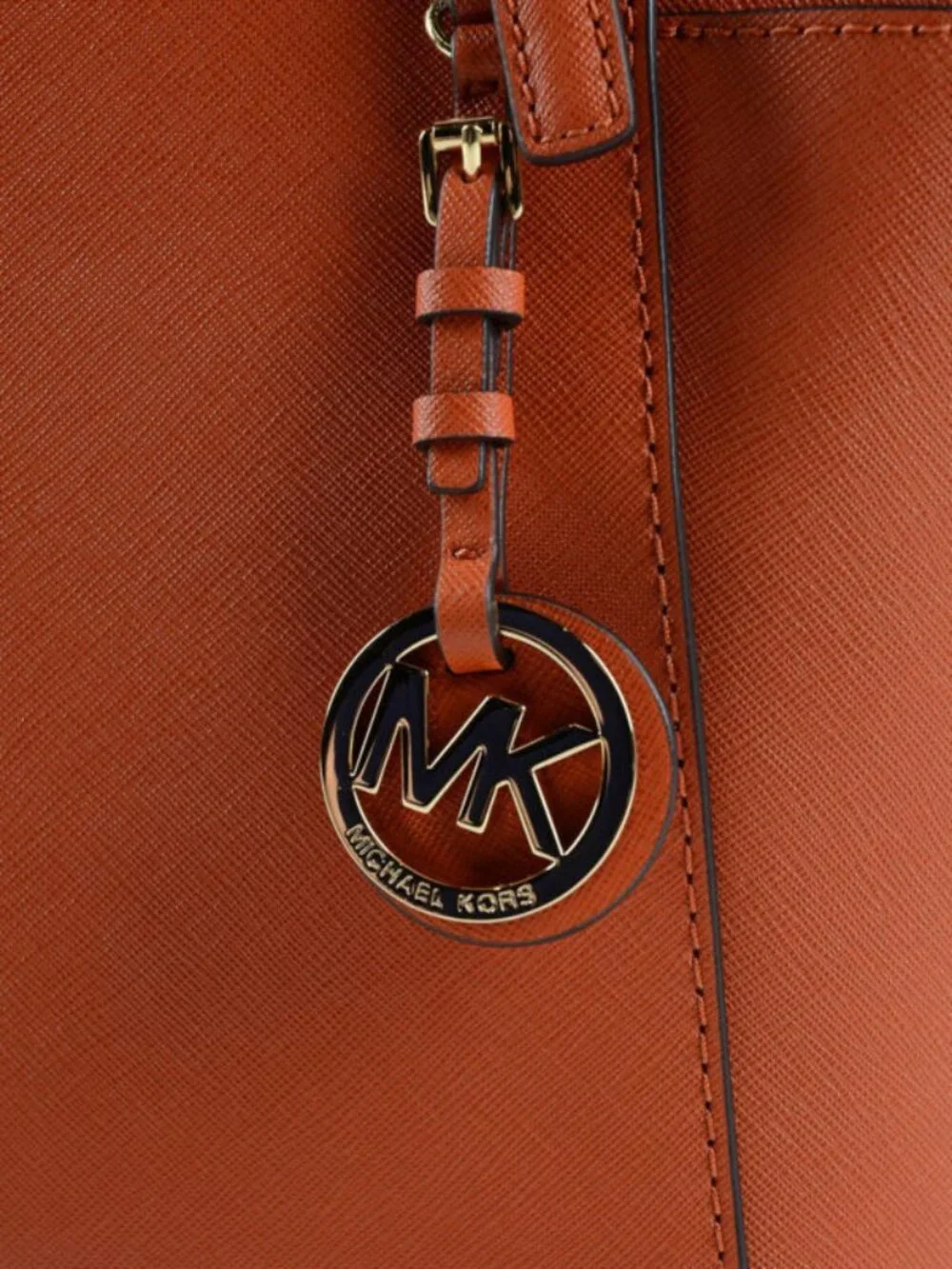 Michael Kors Orange Saffiano Leather Jet Set Tote Handbag